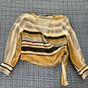 Zara Striped Wrap Blouse - M